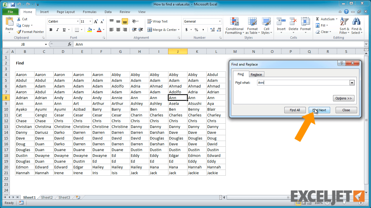 Excel tutorial How to find a value in Excel
